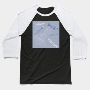 Blue and Gray Trumpet Camo Baseball T-Shirt